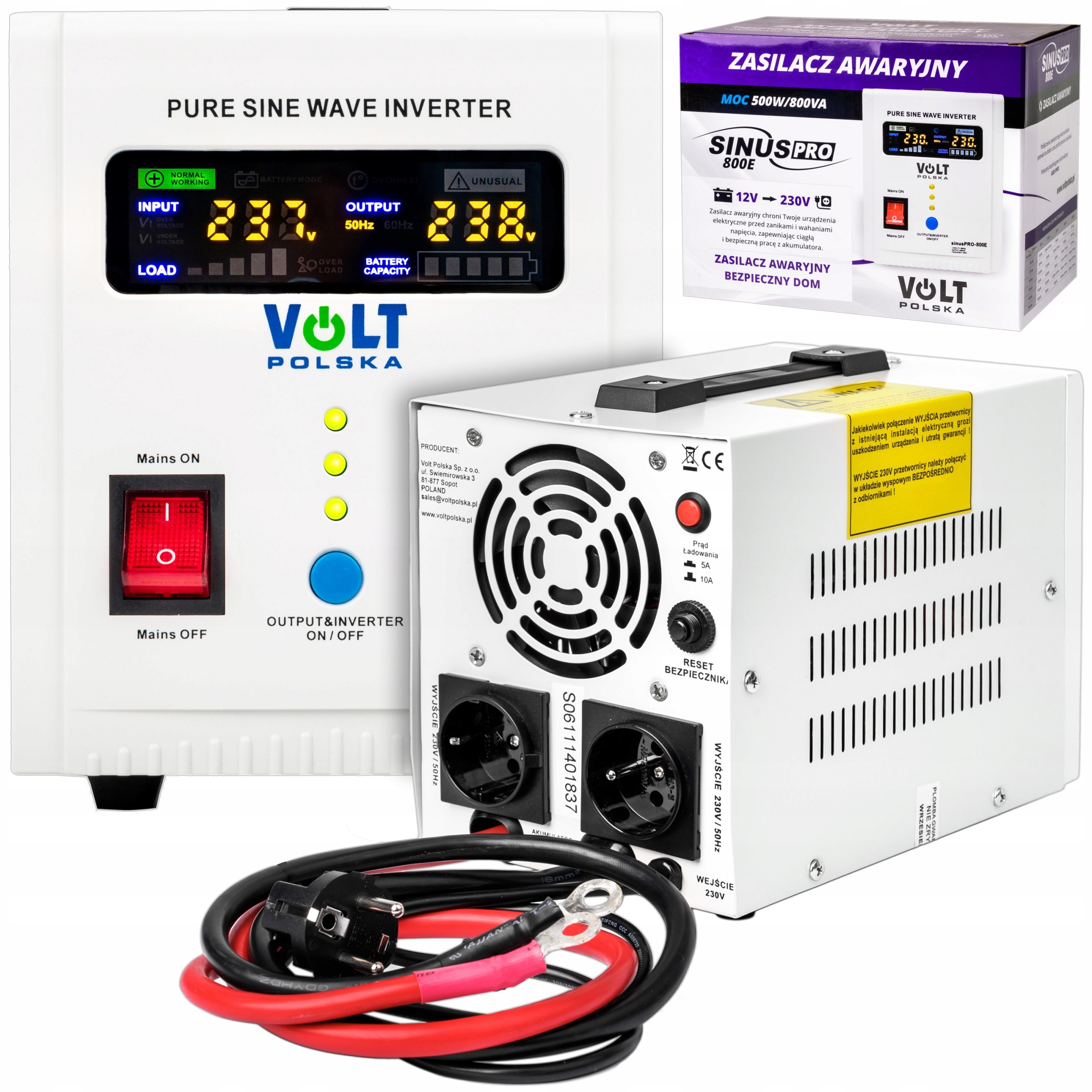 Núdzový napájací napájač núdzový napájač furnace CO sinus pro 800E 800 W 12 v
